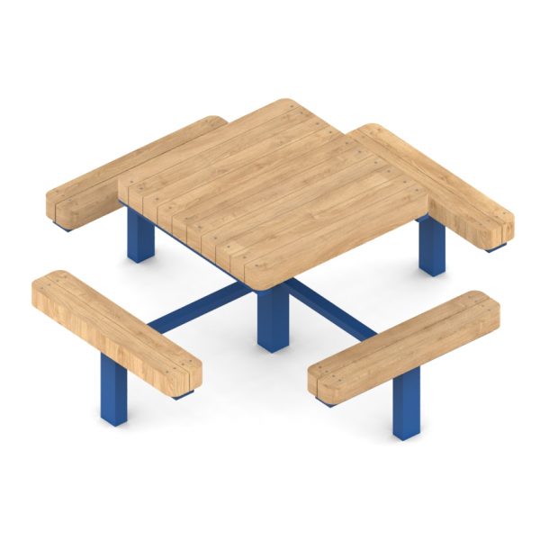 שולחן קק"ל מעץ עם 4 ספסלים מבית פיברן המומחים בייצור והתקנת ריהוט רחוב