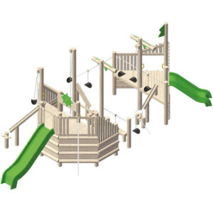 פארק אתגרי לפעוטות מעץ רוביניה |טיפוס,שיווי משקל | פיברן יצור מתקני משחק