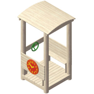ביתן עץ לפעילות ומשחק מעץ רוביניה דגם שעון , פיברן מומחים למתקני שעשועים