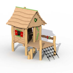 ביתן עץ רוביניה +מרפסת דגם חוטבי עצים RO408, פיברן המומחים למתקני משחק