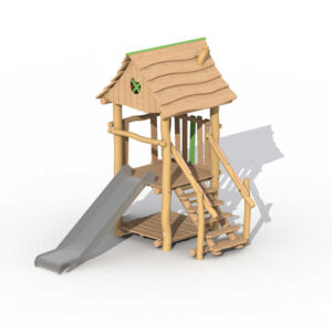 ביתן עץ רוביניה דגם מגדל ציידים עם גג RO415, פיברן המומחים למתקני משחק