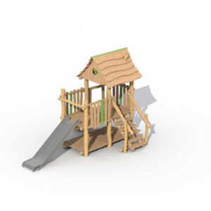 ביתן עץ רוביניה דגם "מגדל ציידים" + הרחבה RO415, פיברן המומחים למתקני משחק