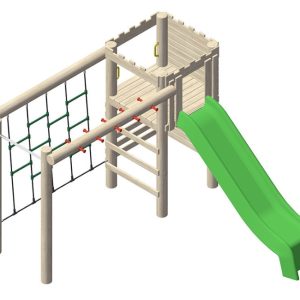 מתקן משחק משולב גדול לילדים מעץ רוביניה+ מגלשה