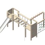 מתקן משחק ופעילות משולב גדול לילדים מעץ רוביניה מק"ט 10404- פיברן
