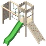 מתקן משחק ופעילות אתגרי קטן לילדים מעץ רוביניה מק"ט 13402- פיברן