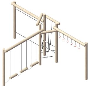 מתקן מסלול אתגרי משולב לילדים מעץ רוביניה