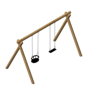 נדנדה מושב בוגרים+פעוטות מעץ רוביניה