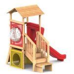 מתקן שעשועים משולב מעץ דגם באר KB-3632- פיברן