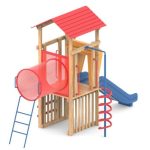מתקן שעשועים משולב מעץ דגם "חמניה" KB-3726 - פיברן