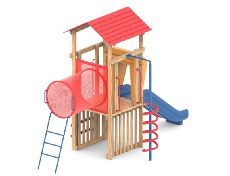מתקן שעשועים משולב מעץ דגם "חמניה" KB-3726 - פיברן