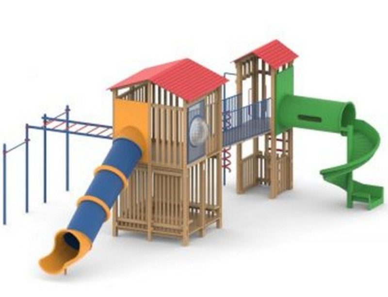 מתקן שעשועים משולב מעץ דגם "רמות מנשה" - פיברן