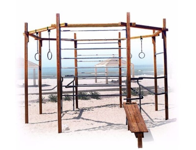 מתקן כושר מתומן מעץ מק"ט SP-10064